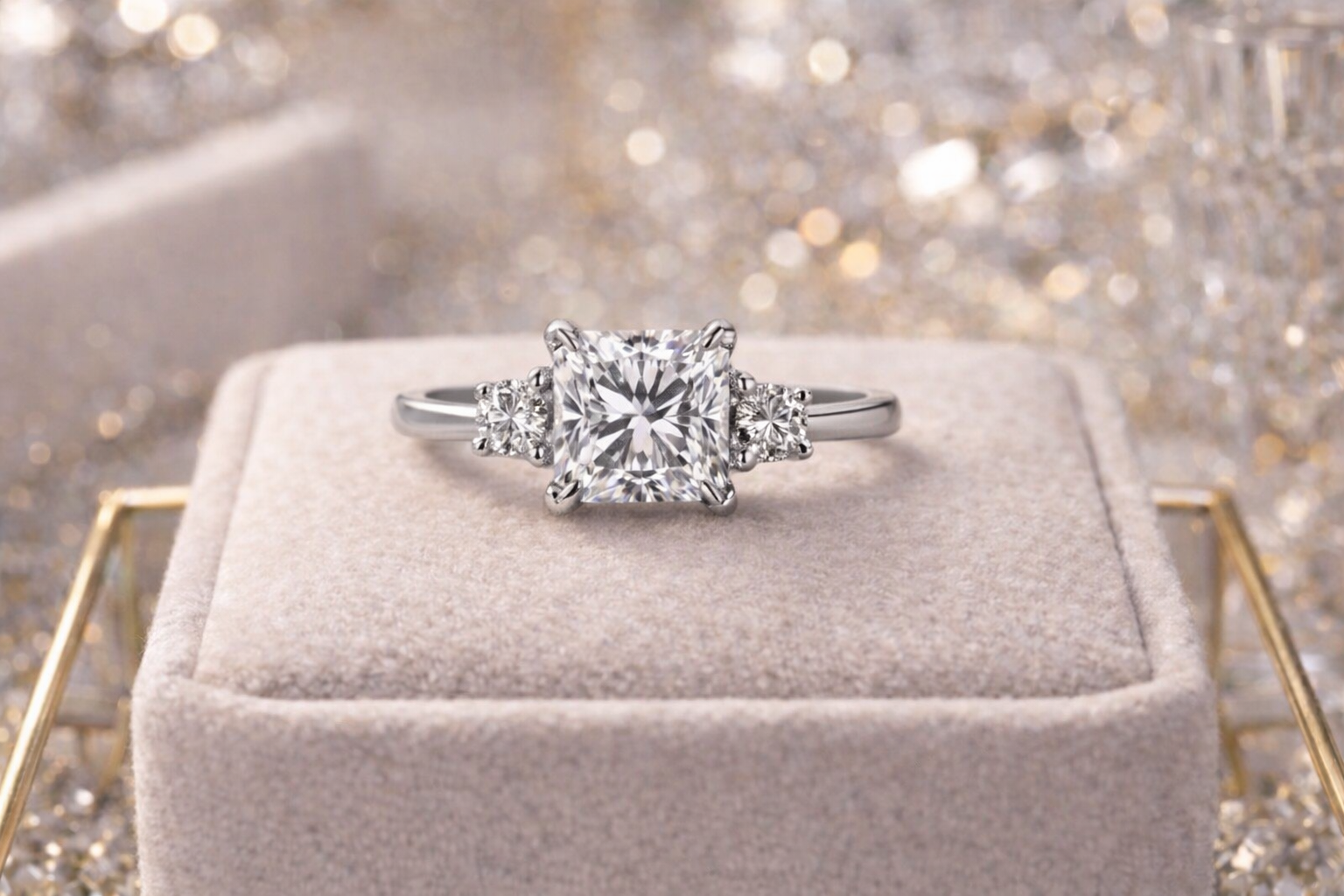 Fashion Silver-Plated Copper Ring with Zirconia