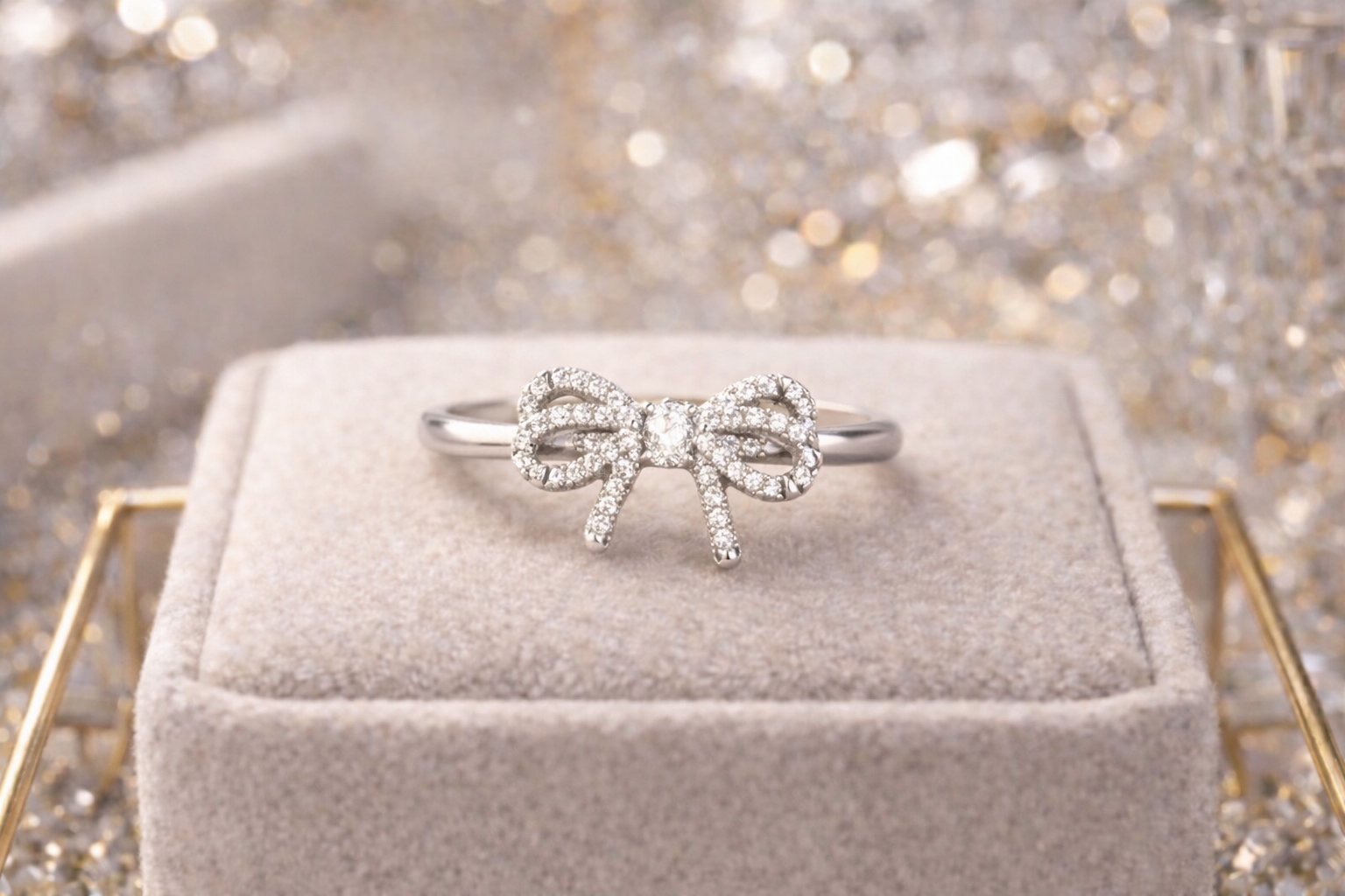 Korean Diamond Studded Hollow Ring for Girls