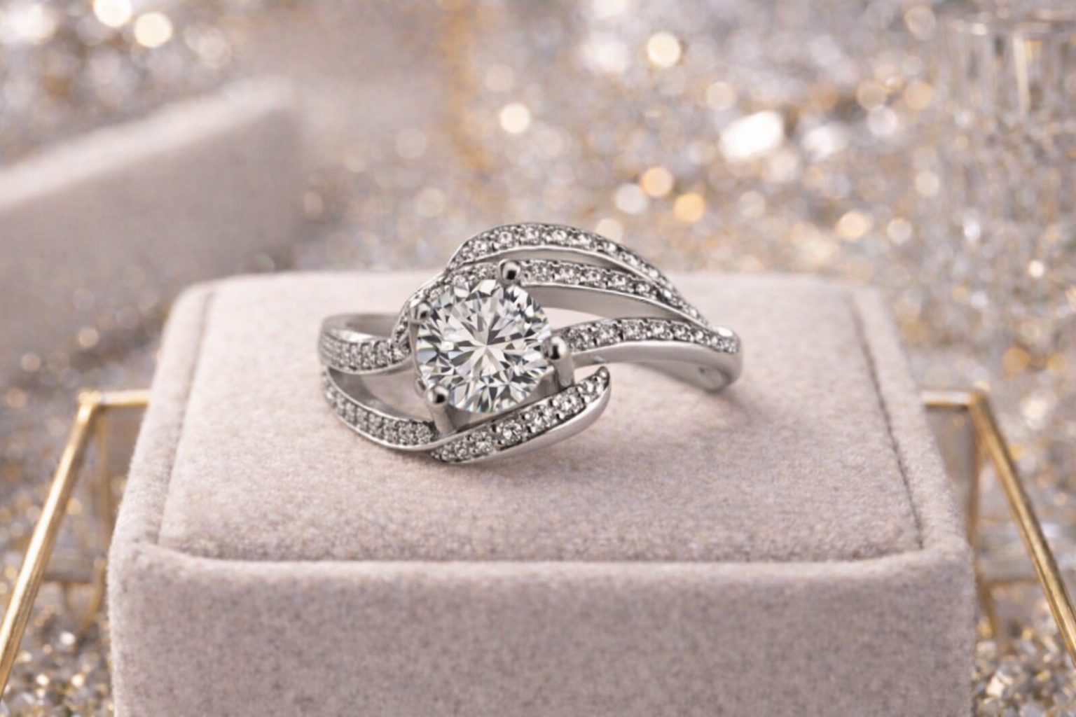 S925 Silver Plated Zirconia Ring with Micro Paving