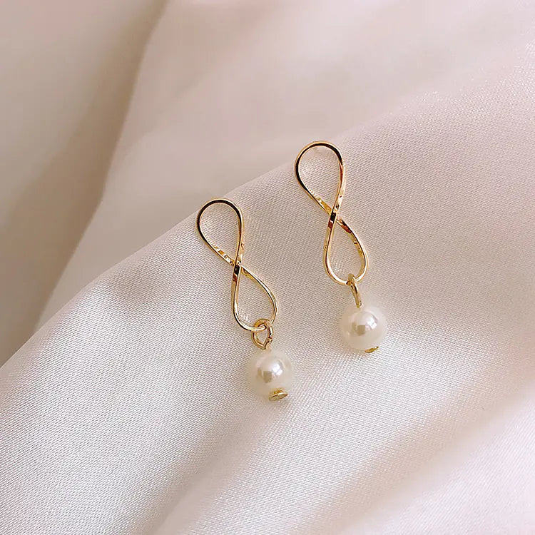 925 Silver Minimalist Pearl Geometric Earrings